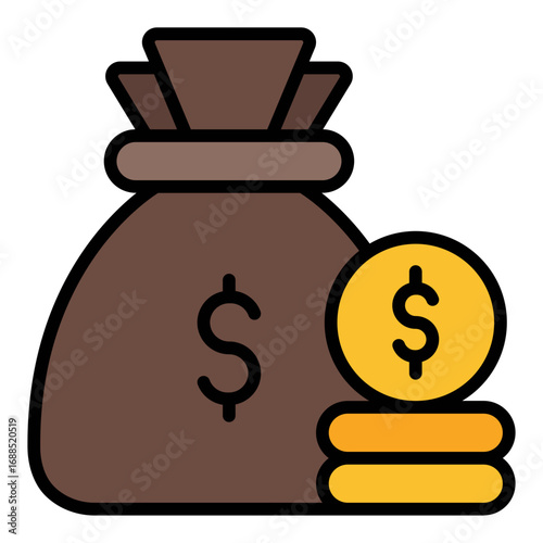 Funds icon. Investment symbol. Finance capital and savings collection. Filled Line Icon