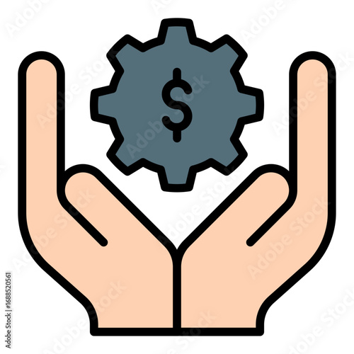 Money management icon. Finance planning symbol. Budget control and savings collection. Filled Line Icon