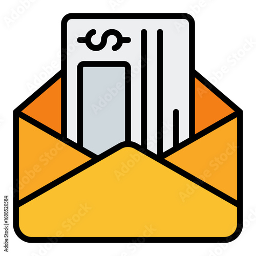 Paycheck icon. Salary payment symbol. Employee income and financial wage collection. Filled Line Icon