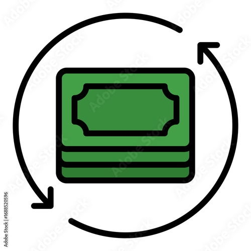 Recurring payment icon. Subscription symbol. Automated billing and regular expense collection. Filled Line Icon