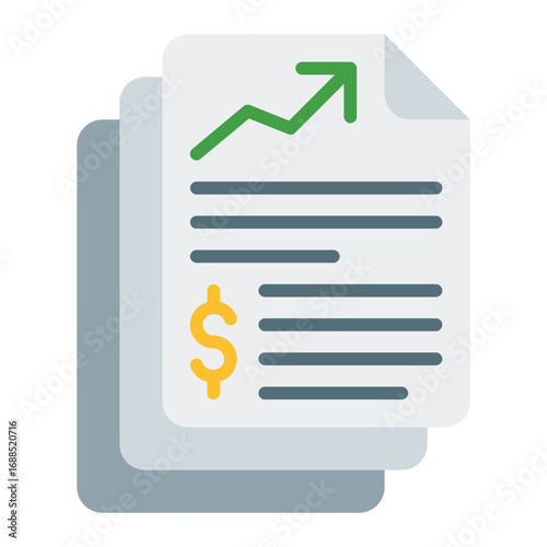 Financial report icon. Business accounting symbol. Income statement and finance analysis collection. Flat Icon
