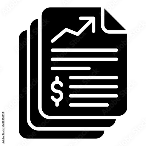 Financial report icon. Business accounting symbol. Income statement and finance analysis collection. Glyph Icon
