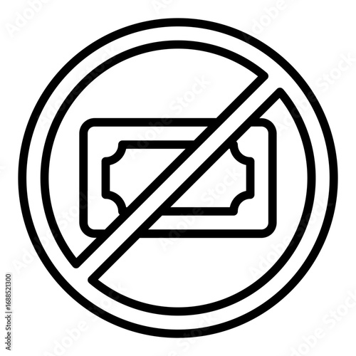 No money icon. Empty wallet symbol. Financial loss and zero balance collection. Outline Icon