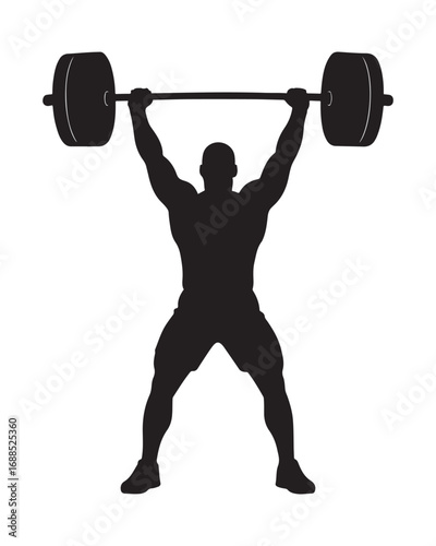 Male Weightlifter Pressing Barbell Silhouette