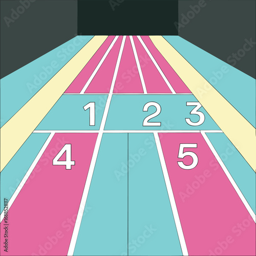 Minimalist vector illustration of a highway road leading forward with a red location pin labeled ‘Milestone’ at the top