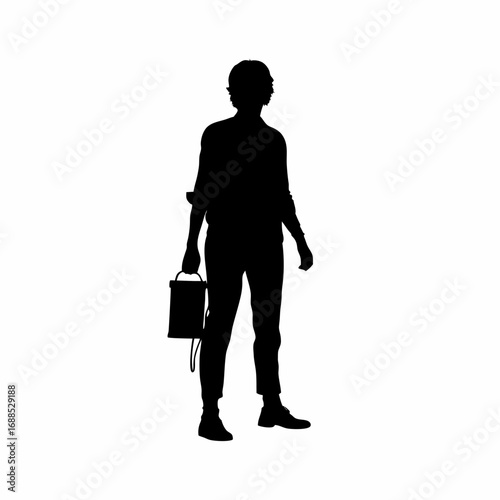 Technician responding to dialysis machine alert silhouette