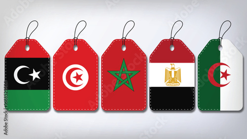 Illustration Vector Featuring Morocco, Algeria, Tunisie, Libya and Egypt Identities