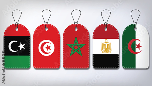 Illustration Vector Featuring Morocco, Algeria, Tunisie, Libya and Egypt Identities