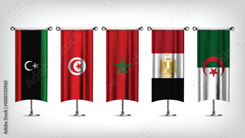 Illustration Vector Featuring Morocco, Algeria, Tunisie, Libya and Egypt Identities