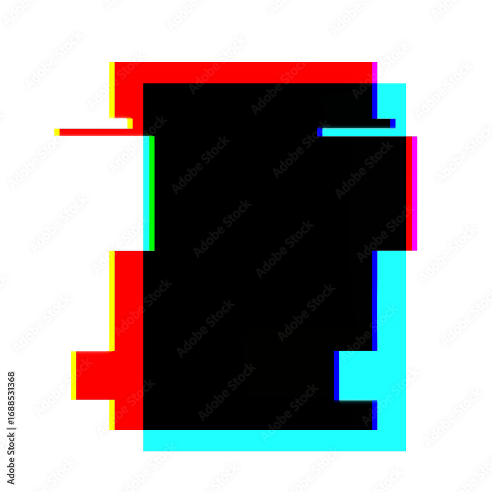 Fototapeta premium Glitch neon rectangle in red, blue, black. Retro 80s, Y2K aesthetic, digital distortion, vibrant colors. Posters, flyers, digital art, modern 90s, 2000s, Y2K creative banner, social media graphics.