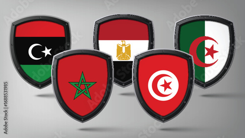 Illustration Vector Featuring Morocco, Algeria, Tunisie, Libya and Egypt Identities
