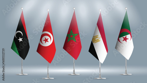 Illustration Vector Featuring Morocco, Algeria, Tunisie, Libya and Egypt Identities