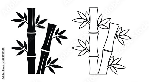 Elegant bamboo stalks with serene leaves offer a minimalist design element for peace and calm