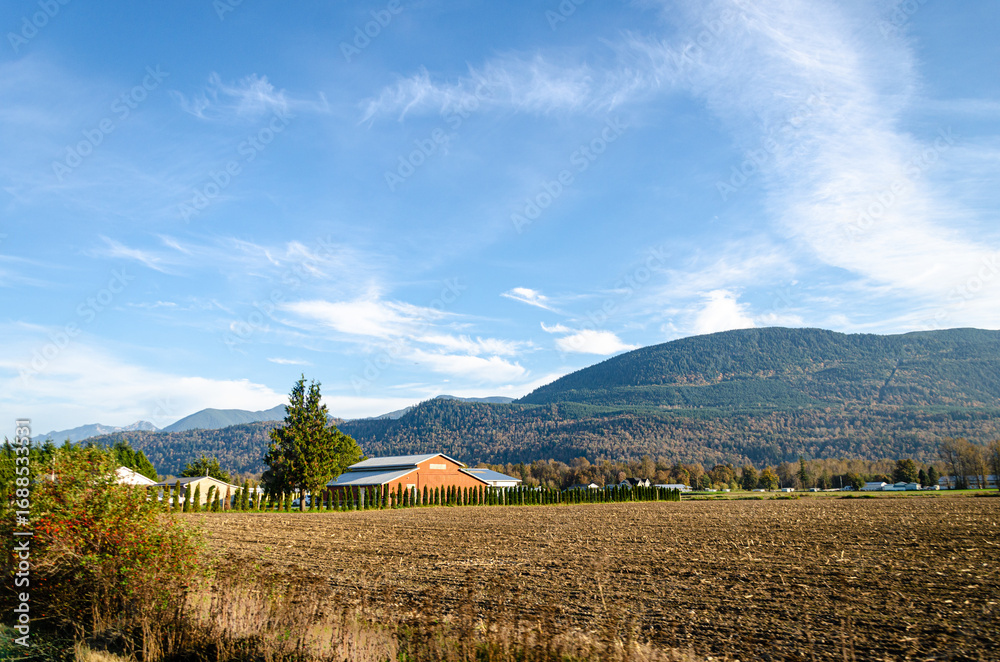 Naklejka premium Agricultural farms in Fraser Valley, BC, Canada