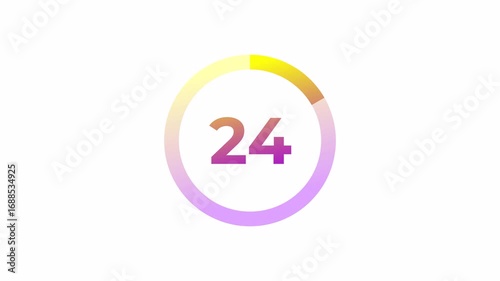 30 seconds countdown timer animation on transparent background, 2 digit number countdown from 30 to 0 seconds with Alpha channel, 30 seconds countdown in 4K.