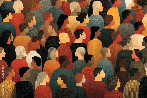 a large group of people arranged in a mosaic pattern