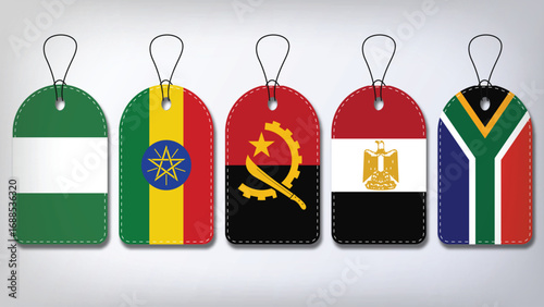 Illustration Vector Featuring South Africa, Angola, Nigeria, Ethiopia and Egypt Identities