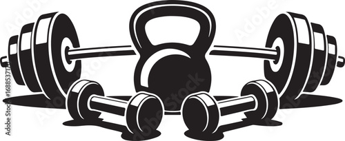Fitness Equipment Silhouette Vector Illustration for Gym and Workout Themes