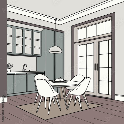 Hotel lobby interior design vector illustration, real estate commercial property, luxury architecture