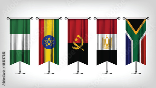 Illustration Vector Featuring South Africa, Angola, Nigeria, Ethiopia and Egypt Identities