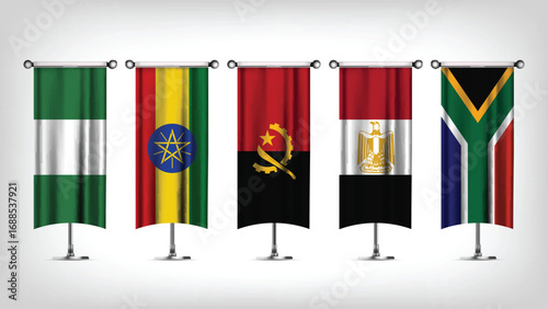 Illustration Vector Featuring South Africa, Angola, Nigeria, Ethiopia and Egypt Identities