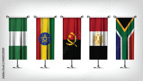 Illustration Vector Featuring South Africa, Angola, Nigeria, Ethiopia and Egypt Identities