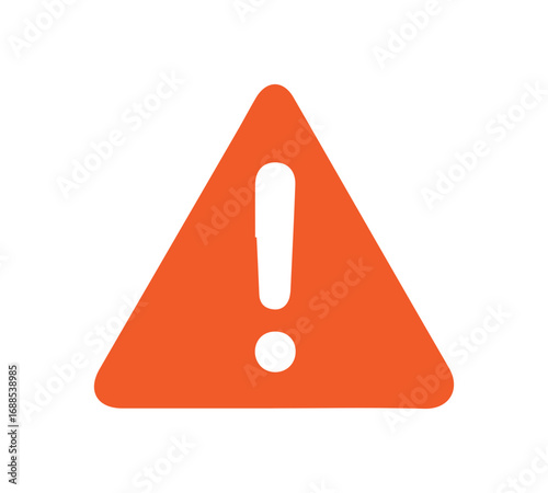 Foto A simple orange warning sign featuring an exclamation mark, isolated on white
