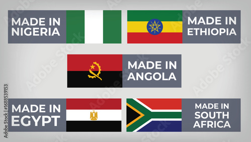 Illustration Vector Featuring South Africa, Angola, Nigeria, Ethiopia and Egypt Identities