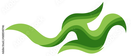 Abstract flowing green layered wave shape element