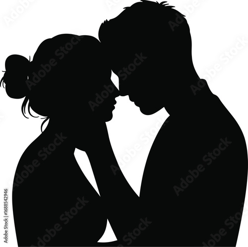 Couple embracing tenderly silhouette embrace
