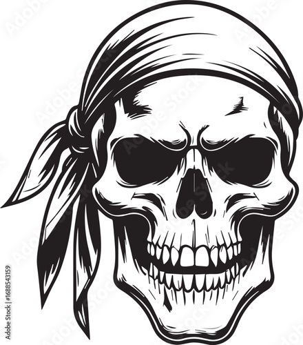 Pirate Skull: A striking illustration of a pirate skull, complete with a bandana. A symbol of adventure, rebellion, and the thrill of the unknown.