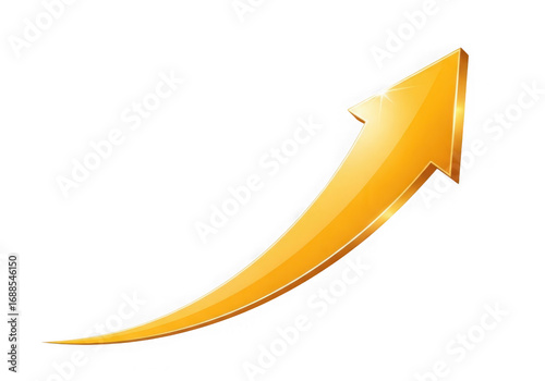 Golden upward arrow symbolizing growth progress success and positive trends transparent background