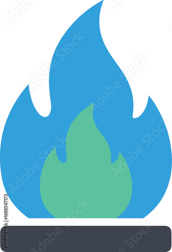 Blue and green flame ignites on dark surface. Perfect for backgrounds, branding and design projects, energy concepts, and fiery themes.