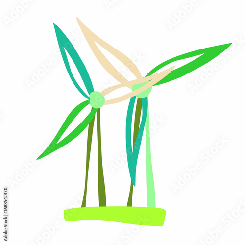Cartoon Windmill Icon Illustration for Eco Friendly Sustainable Energy