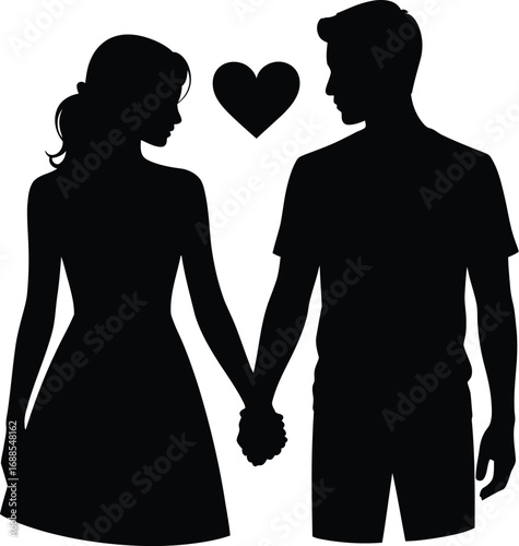 Couple holding hands heart symbol love romance