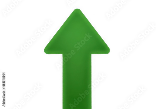 Green upward arrow symbol indicating progress growth and directional movement transparent background