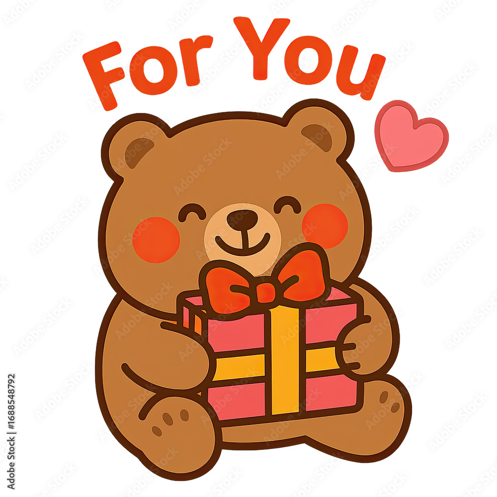 Fototapeta premium Cute bear with a gift, perfect for celebrations.