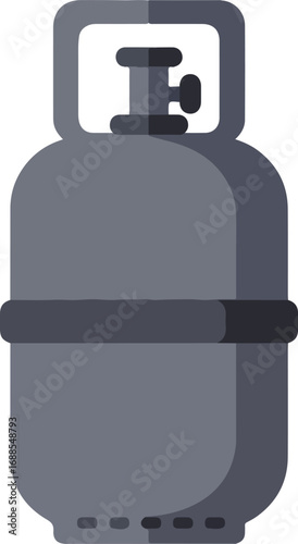 Gray propane tank suitable for grilling outdoors. Perfect for barbecue illustrations, cooking blogs, camping guides, summerthemed designs, and outdoor cooking concepts.