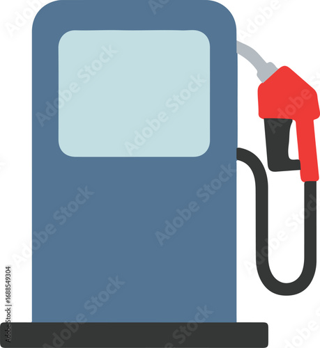 Gas station pump image with red nozzle, hose, and fuel options. Suitable for various gas station and fuel industry concepts.