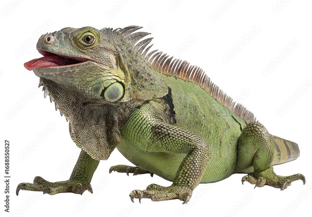 Obraz premium Close-up of iguana, mouth open, vibrant colors