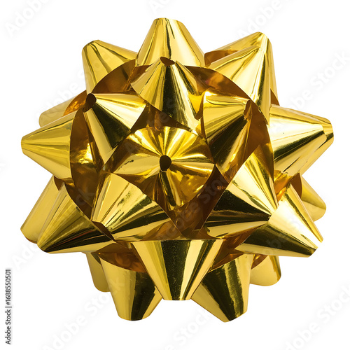 Radiant golden gift bow, sparkling with festive charm and luxurious appeal, an exquisite decorative element for presents, symbolizing valuable moments and the joy of celebration
