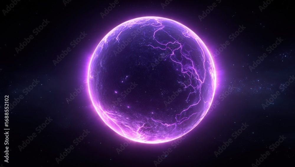Fototapeta premium A glowing purple planet in space