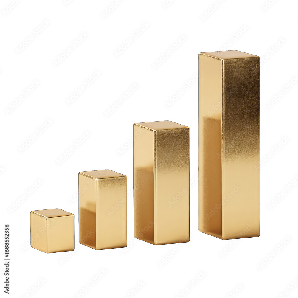 Obraz premium Gold bar graph, ascending