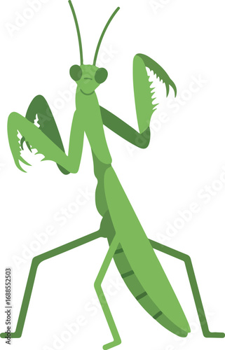 Green praying mantis insect with large grabbing legs, great for educational materials, nature magazines, wildlife blogs, and science websites.