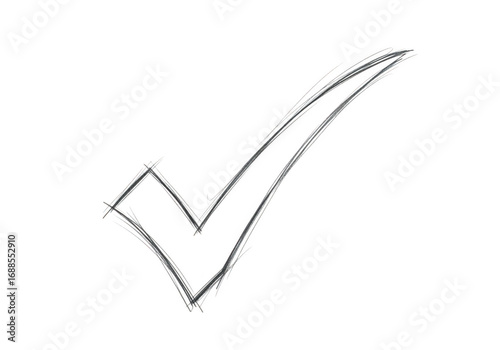 Hand-drawn white check mark symbol clearly visible on a dark backdrop transparent background