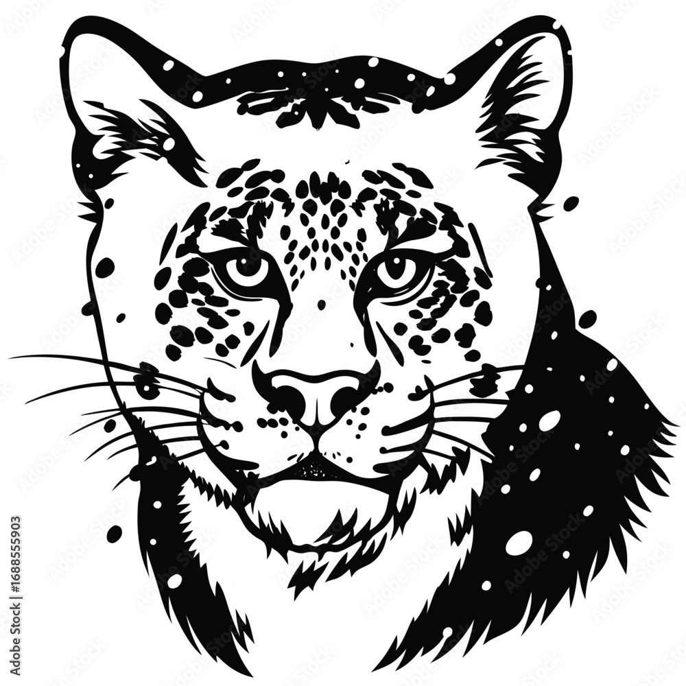 Obraz premium Adobe IllPhotorealistic close-up of a snow leopard stalking across icy boulders, golden morning rays catching its eyes, mist rising. ustrator Artwork