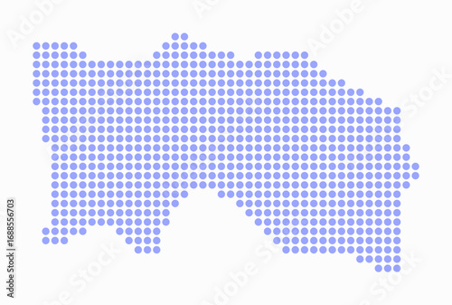 Jersey dotted map. Digital style map of the country on white background. Jersey shape with circle dots. Colored dots style. Large size circles. Modern vector illustration.