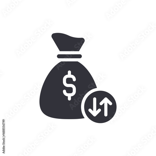 Financial Growth Depicted Through A Dollar Bag With Upward Arrow Indicators