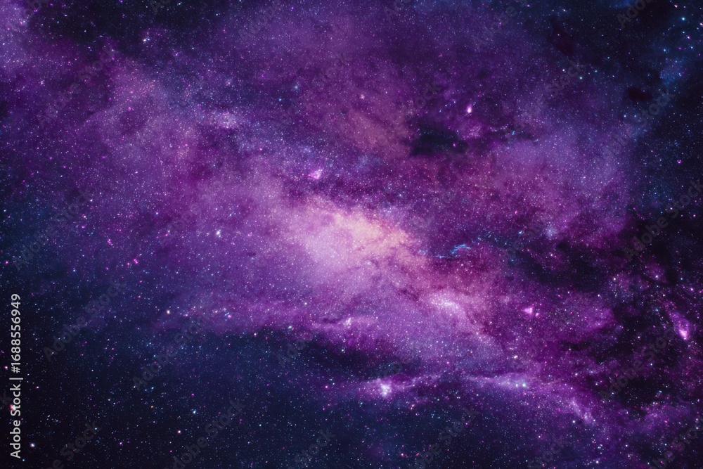 Fototapeta premium Deep space nebula, vibrant purples and blues, star-studded expanse