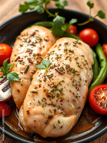 Boneless chicken breast full of protein, added with Italian herbs, makes the taste richer